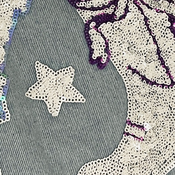 PEACH LOVE CALIFORNIA  America denim halter style sequin front mini dress S M L - Picture 6 of 7